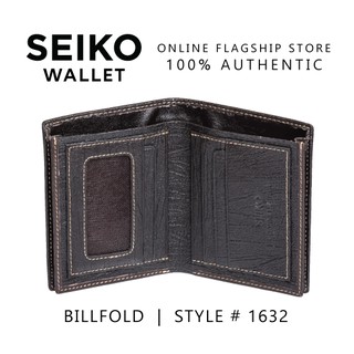 Seiko Wallet Genuine Leather Billfold Original Authentic for Men Black Brown 1632