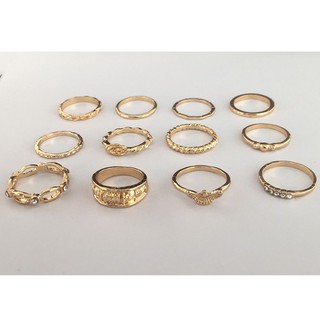 Fashion Trend Metal Retro Gold 12-piece Suit Set Joint Ring Ring Jewelry (3)