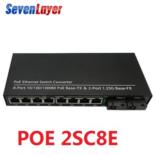 【 Ready Stock 】 POE 8 RJ45 2 SC fiber Gigabit Ethernet switch Fiber Optical Single Mode UTP Port 10/