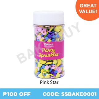 Decor-it Party Sprinkles PINK STAR Cake Decoration, 80g