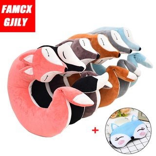 Cartoon Animal Neck Pillow U Shape Pillows Neck Support Cotton Filling Headrest Cute Eye Mask Travel