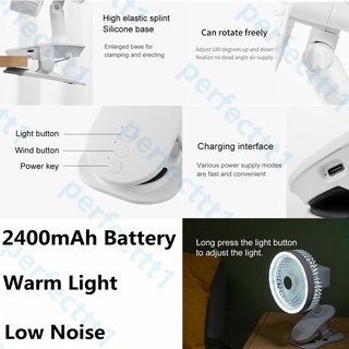 Desk Fan 2400mAh Rechargeable Fan Desk Clip Fan Electric Fan USB Portable Electric Fan with Light (7)
