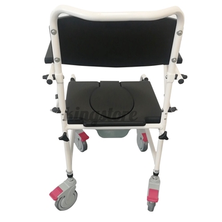 3-in-1 Commode Wheelchair Bedside Toilet & Shower Chair Bathroom Rolling Chair (5)