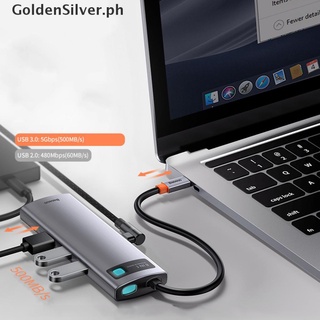 【GoldenSilver】 USB C HUB Type C to HDMI-compatible USB 3.0 Adapter Type C HUB Dock for Splitter PH