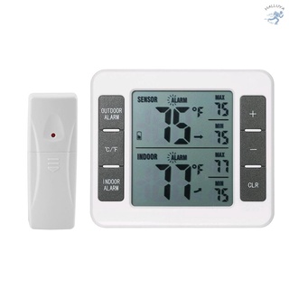 Wireless Digital Refrigerator Thermometer Audible Alarm Indoor Outdoor Thermometer with Sensor Freezer Thermometer Min/Max Temperature Record