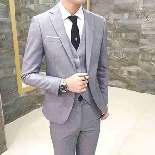 Male 3 Piece Suit Set Mens Formal Suits Groom Wedding Dress Suit for Men S-6XL (2)
