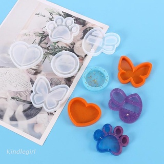 KING 5 Styles Resin Shaker Molds Set Bee Round Heart Cat's Paw Butterfly Epoxy Quicksand Silicone Keychain Pendant Molds Kit