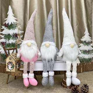 Christmas Gnomes Decorations Sets, Plush Gnomes Ornament with Long Dangling Legs, Handmade Santa Gnomes Tomte Plush Doll for Christmas Tree Decorations