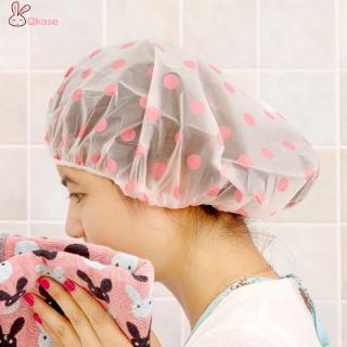 Fashion Wave Point Waterproof Shower Cap Dot Bath Hair Cover Hat Cap QK