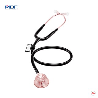 Acoustica® Lightweight Rose Gold Stethoscope (Black) | MDF Instruments®