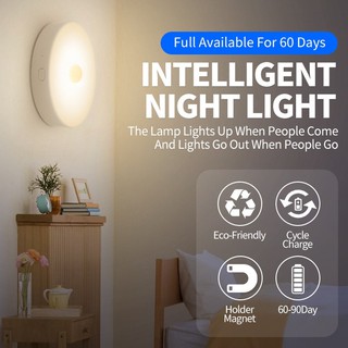 Smart Led Indoor Motion Sensor Night Light Rechargeable Portable Induction Light Toilet Lamp Bathroom Lamp Wardrobe Light Cabinet Light Corridor Lamp Bedroom Lamp