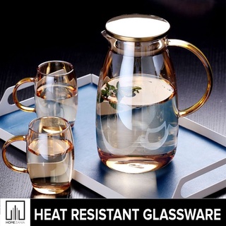 Home Zania Glass Pitcher Mug Teapot Heat-Resistant Coffee Cup For Hot & Cold Beverage Tea Juice