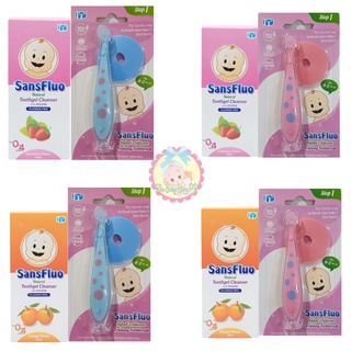 baby product ❖Sansfluo Toothgel 0m+ and Infant Silicone Training Toothbrush Step 1✤