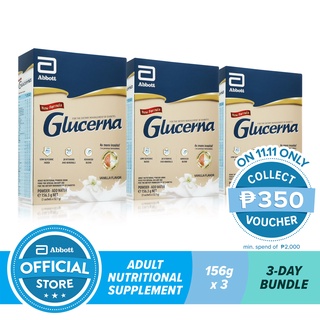 Glucerna Vanilla 156G For Diabetic Nutrition Bundle of 3