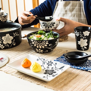 Bowl set home Japanese simple cute thick 4/6 people Bowl plate chopsticks Chopsticks ceramic tablewa