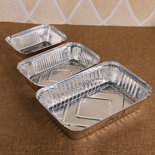 50Pcs Disposable Rectangle Aluminum Foil Food Tray Baking Pan Container with Lid