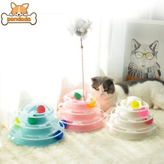 Pet Cat IQ Training Toys Entertainment Disc Turntable Amusement Plate with Balls