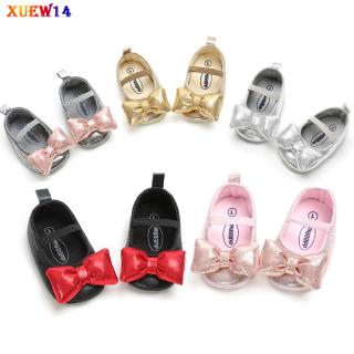 Baby Infant Girls Nonslip Large Bowknot PU Shoes with Soft Sole
