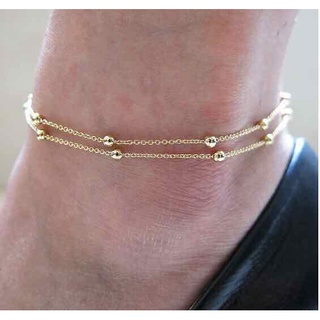▥B034 Double Layer Gold Beads Ball Anklet/ Bracelet Combination