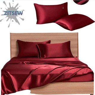 Silk Fully Garterize Elegant Bed sheet and overlap Pillowcases Good Quality Zitsew Product Afford