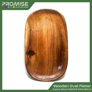 Promise Wooden Platter WD009 Acacia Wood 13x8"- Decorative Wood Serving Trays for Rice, Dishes