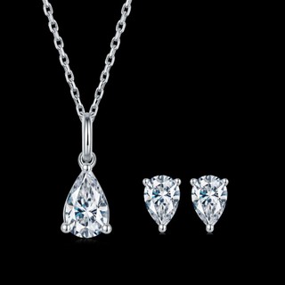 Real moissanite pear cut Diamond Jewelry Set Sparkle Earrings Necklace