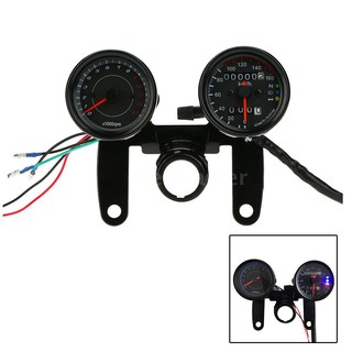 freewalker-12V Motorcycle 13000 RPM Tachometer Km/h Speedometer Dual Odometer Gauge with LED Backlig