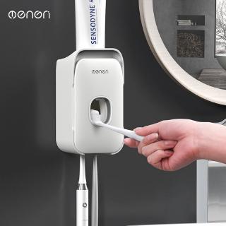 Wall-mounted Automatic Toothpaste Squeezer Dispenser Plastic Dust-proof Toothbrush Holder for Toilet Bathroom Accessories