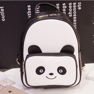 Korean Panda Print Cute Style PU Leather Backpack Casual Shoulder Bag