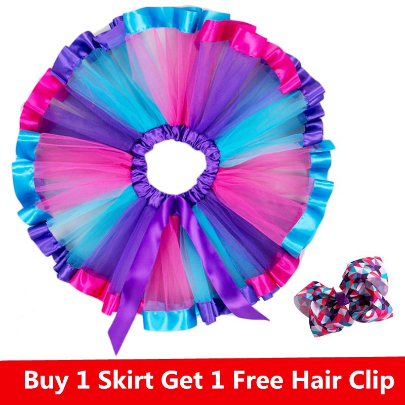 [NNJXD]Baby Girls Tutu Skirts Dress Kids Elastic Waist Pettiskirt Buy 1 Skirt Get Free 1 Hair Clip (1)