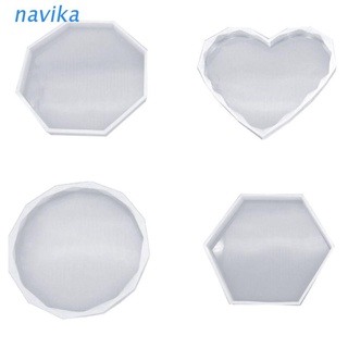 NAV 4 Pcs/set DIY Making UV Resin Crystal Epoxy Molds Handmade Coaster Mold Octagonal Hexagon Shape Cup Pad Mould