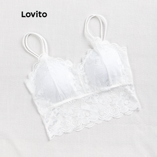Lovito Casual Lace Bralette Bra L00308 (Skin Color/White) (3)
