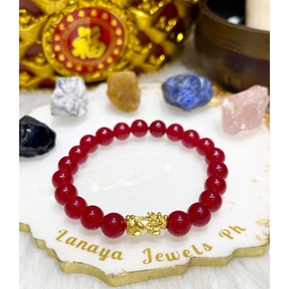24K HK Gold PiYao in Ruby Red Bracelet Pawnable