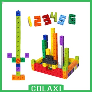 ☊♗[COLAXI] 100pcs Linking Snap Math Counting Blocks Cubes Manipulative Math 10 Colors/25pcs EVA Foam