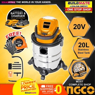 FGY09.14▣INGCO Cordless Vacuum Cleaner 20V CVLI2005 POWERSHARE +FREE TAPEMEASURE & GLOVES •BUILDMATE