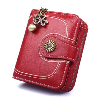 Women Wallet Coin Purse Short Three-fold Coin Bag Female Clutch Card Holder PU Leather