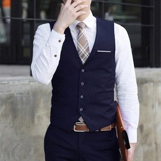 【spot goods】✧Dress Vests for Men 4 Buttons V-Neck Mens Suit Vest Sleeveless Waistcoat Slim Fits Male