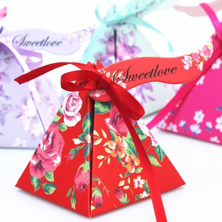 Triangles Flower Candy Chocolate Paper Gift Box For Wedding Birthday Tea Party