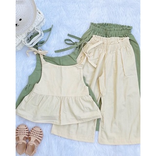 Littlestar Kids Cotton linen top and wide pants terno set (1)
