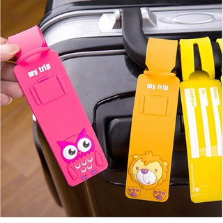 Luggage tag travel bag label silica gel waterproof cartoon checked card (4)