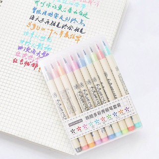 10pcs/lot Futurecolor Write Brush Pen Colored Marker Pens Set For Calligraphy Drawing Gift Korean