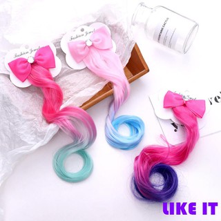 Xn Children Fashion Color Bowknot Fake Hair Clip