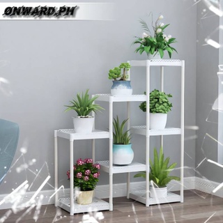 pp multi-layer plant stand flower pot rack shelf display indoor outdoor garden white