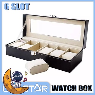LEDSTAR Watch Box 6 Grid Leather Display Jewelry Case Organizer