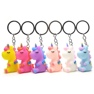 Cartoon Colorful Rainbow Unicorn Keychain Cute Car Pendant KeyRing Bag Charm Key chain Small Gift EY
