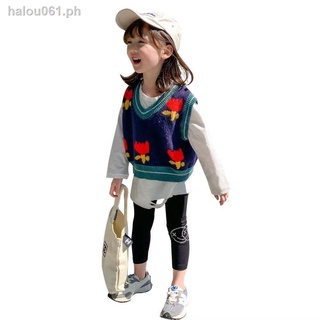 Hot sale▼﹊◐Children s clothing girls baby 2021 spring and autumn clothing girls foreign style knitted vest children Korean version of the spring and autumn net red vest trend