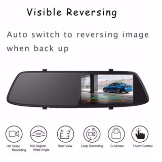 A075 Touch Screen Dash Cam Dual Rearview Mirror Car Camera (4)
