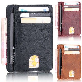 RFID Blocking PU Leather Slim Wallet Money Clip Credit Card Holder Coin Pocket Men Women Unisex 1pc