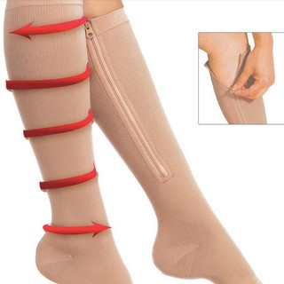 1 Pair Unisex Breathable Zipper Compression Knee Socks Leg Support Open Toe