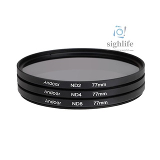 【spot goods】 ❈▲✙Andoer 77mm Fader ND Filter Kit Neutral Density Photography Filter Set (ND2 ND4 ND8)